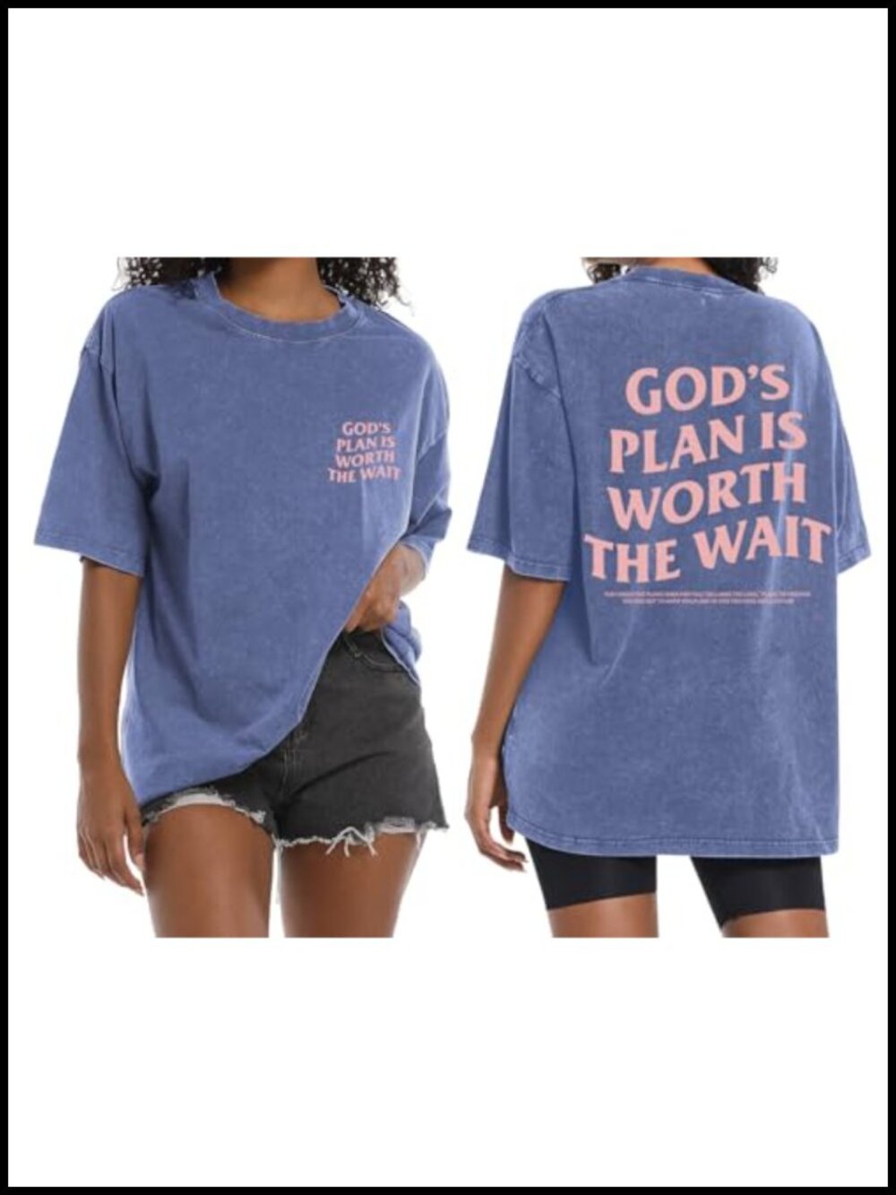 Christian Oversized God Graphic Tee Bible Verse Jesus Shirt Cotton Crew Neck
